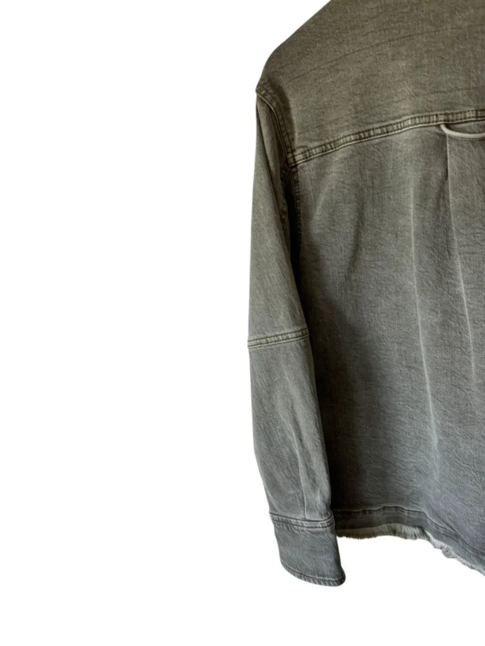 Free People Harley Military Shacket Utility Distressed Pockets Frayed Hem Sm - Picture 9 of 16